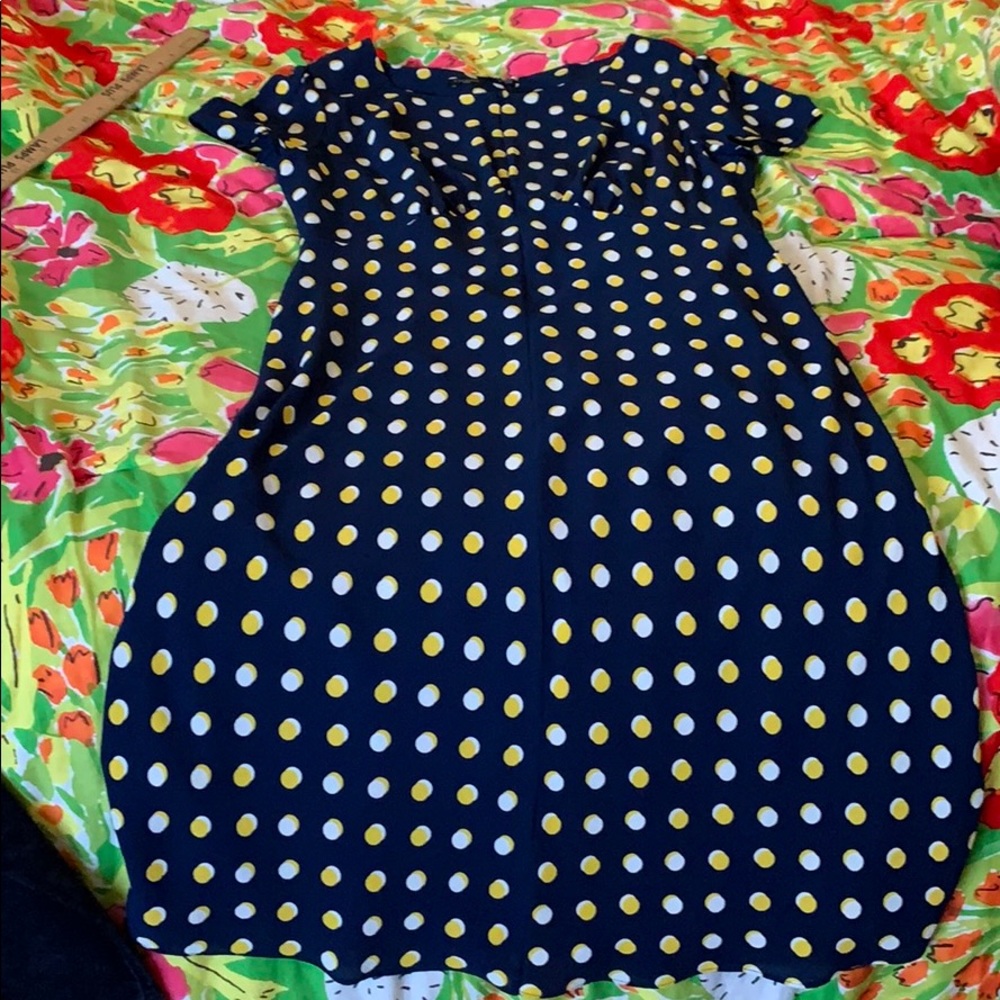 Like new Talbots navy and yellow dress 14